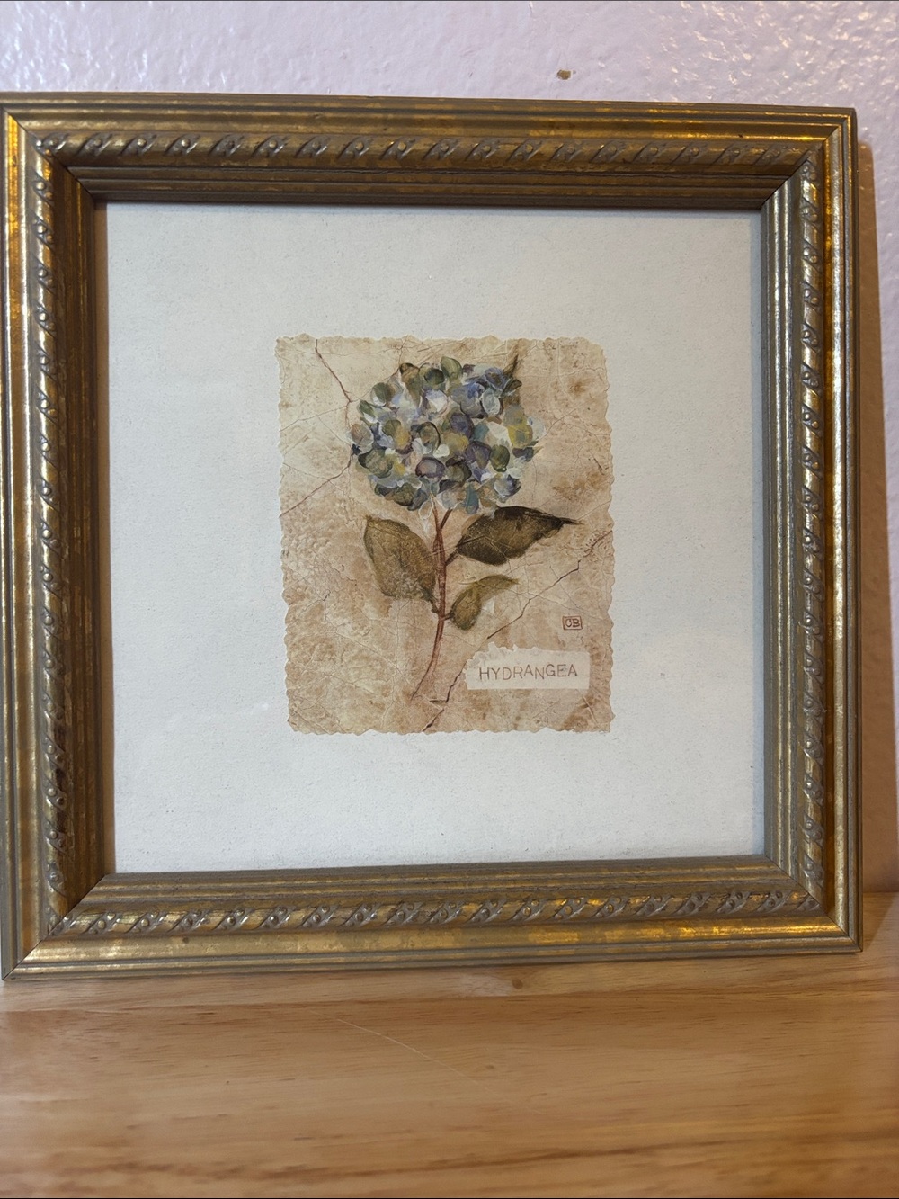 Cheri Blum Florals On Cracked Linen Hydgrangea Floral Wall Art Print